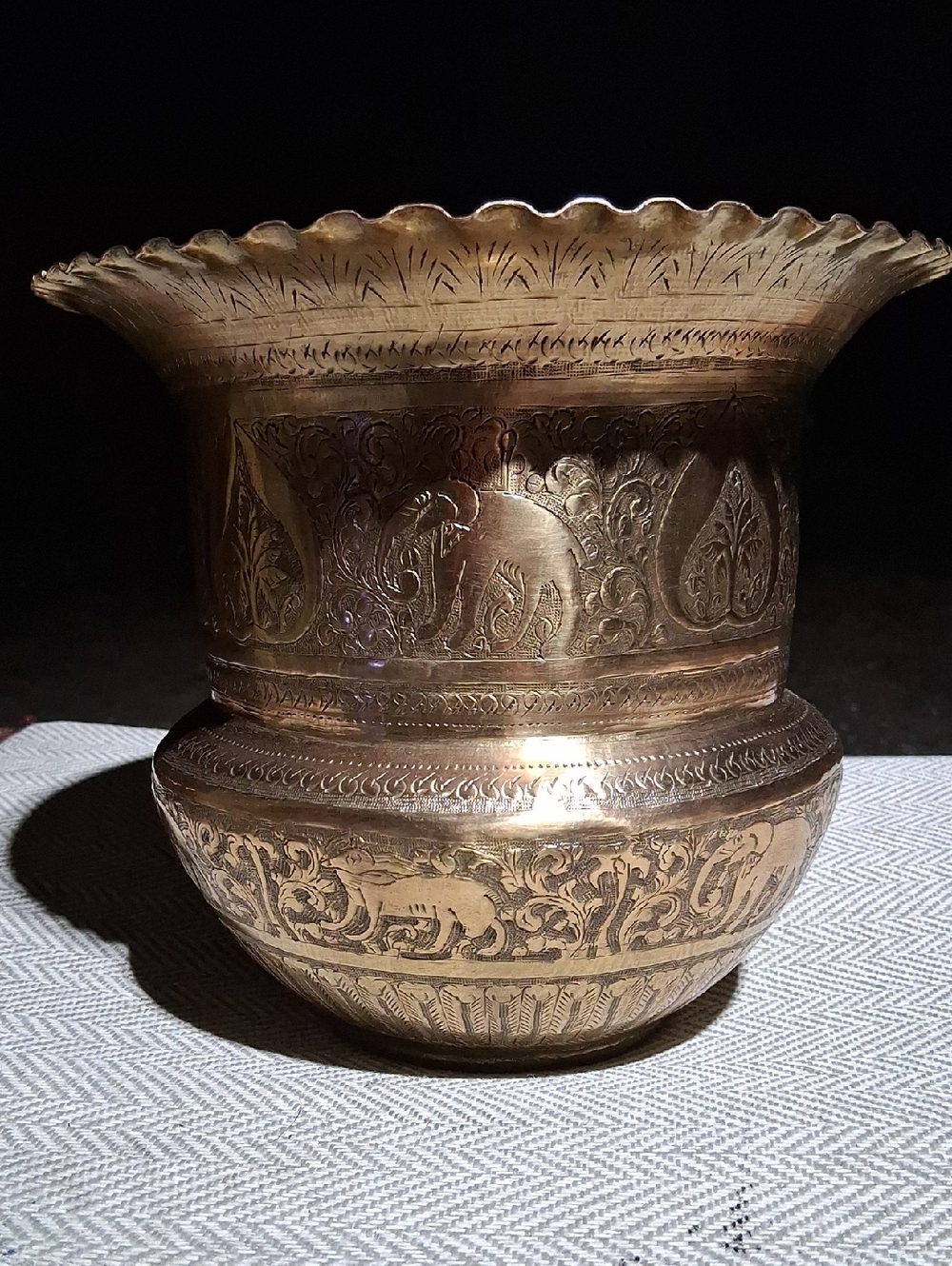 Antique Brass Planter Or Urn.